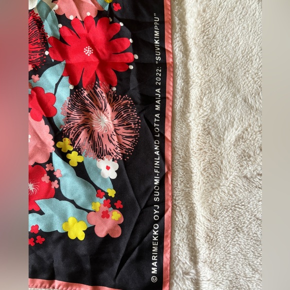 Marimekko Floral Silk Scarf - 30” x 30” - Picture 2 of 5